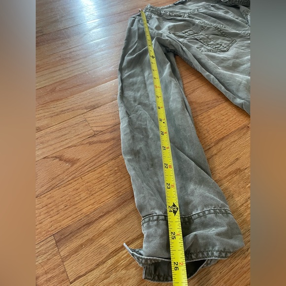 Express XS Shirt Dress Roll Tab Long Sleeves Faded Green Olive Distressed - Picture 10 of 10